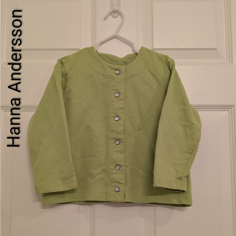 Hanna Andersson Green Pearl Snap Button Cardigan Sweater Size 4